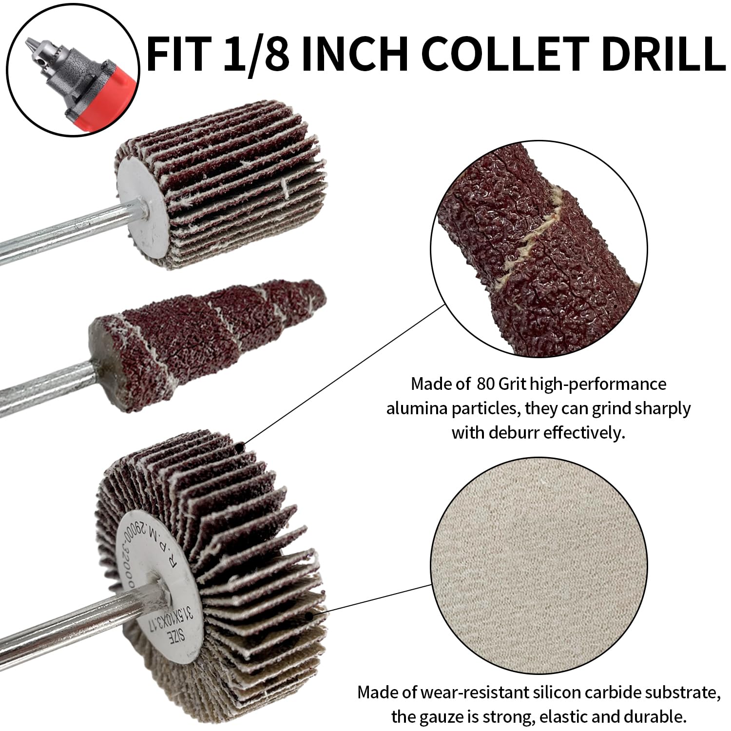 Sutekus 110pcs Buffing Wheels Set Polishing Kit with 1/8" Shank for Rotary Tools Accessories, Including Wire Buffing Wheel Brush Set, Abrasive Flap Wheel Sander and Abrasive Buffing Wheels
