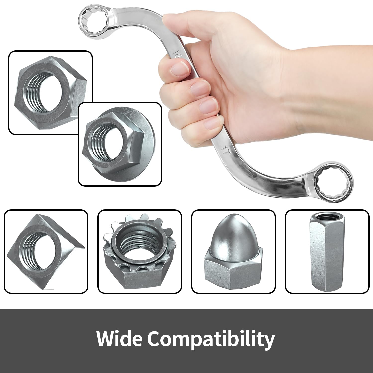 Sutekus S-Style Box Wrench Set Metric S-Style Wrench with Double 12-Point Box Ends,10mm to 19mm S-Shaped Wrench for Vehicle Maintenance Machinery, 5Pcs