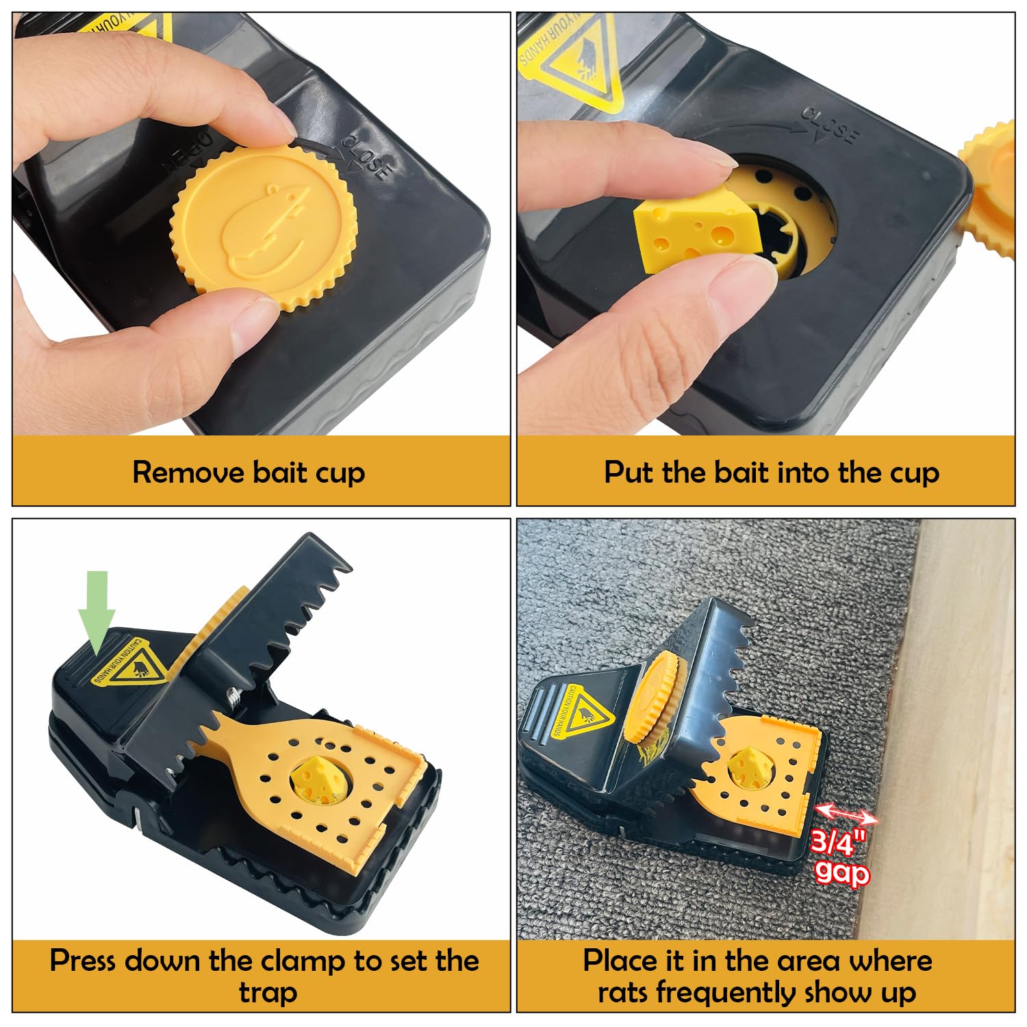 Sutekus Mouse Traps Rat Traps Mice Traps Reusable Mouse Snap Traps Mouse Catcher for Indoor Outdoor Anti-Rodent Protection, 6Pack