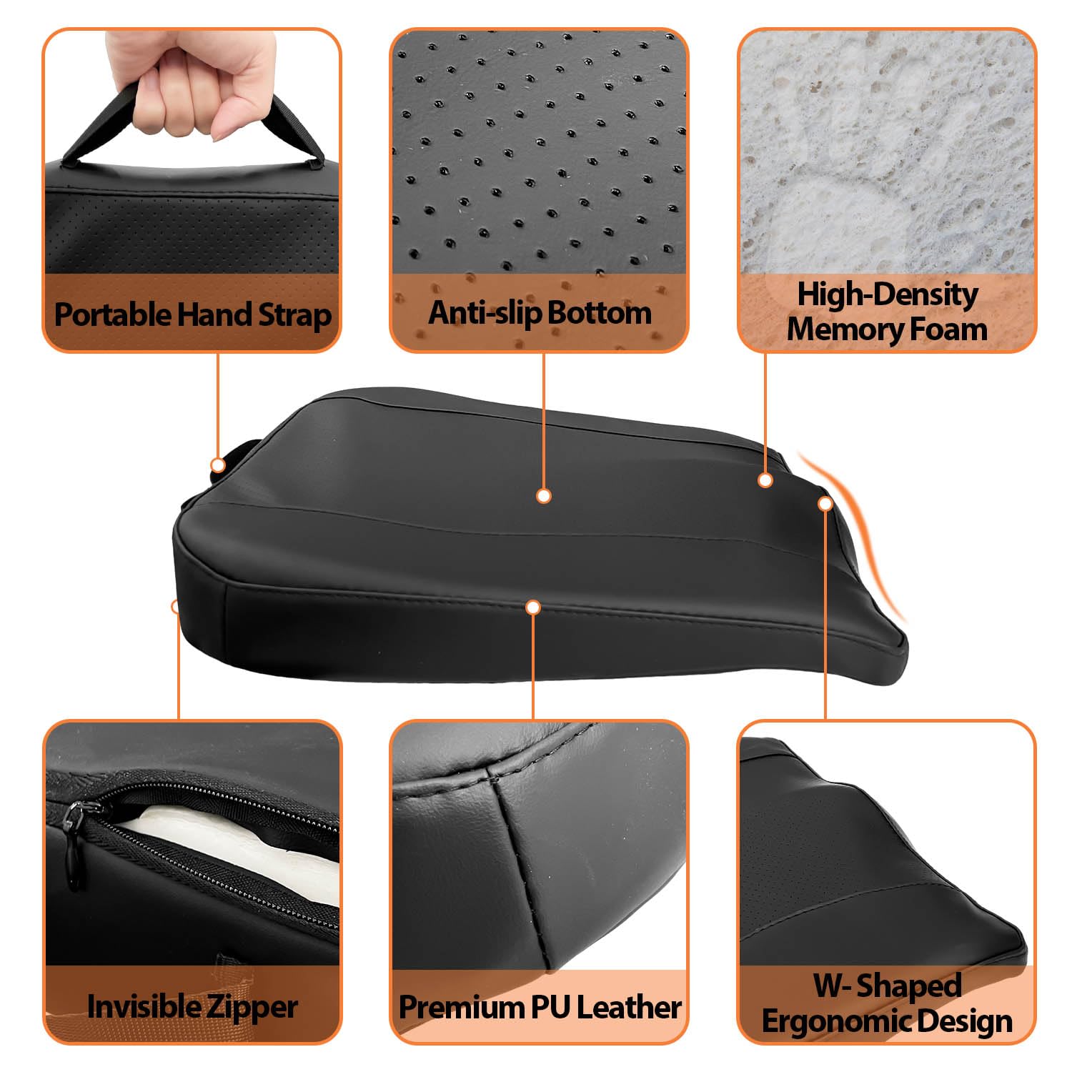 Sutekus Car Seat Cushion Comfort Memory Foam Car Cushions Driver Seat Cushion Lower Back Pain Relief Seat Cushion for Truck, SUV, Office Chair, Wheelchair