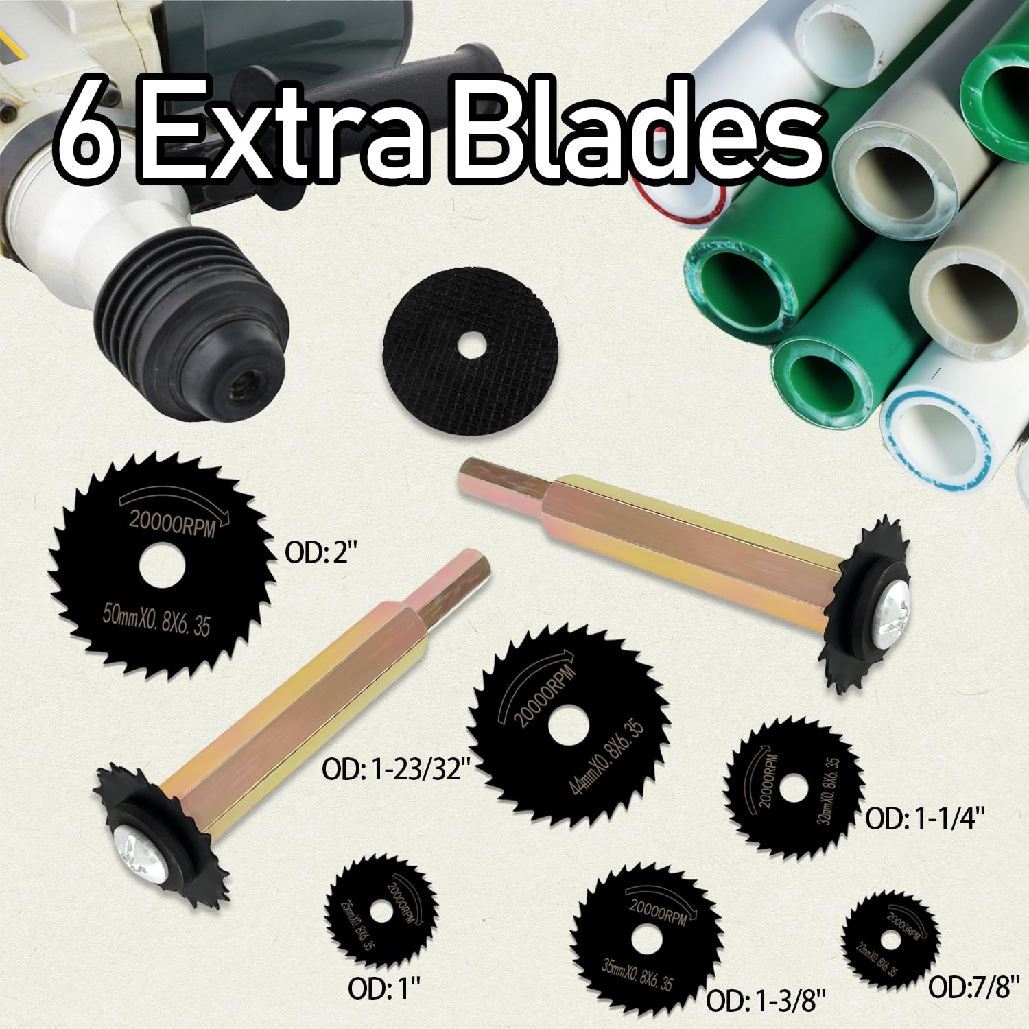 Sutekus Inside Pipe Cutter with 6 Replaced Blades Plumbing Internal Plastic Pipe Cutter with Grinding Wheel for PVC and Plastic Pipe
