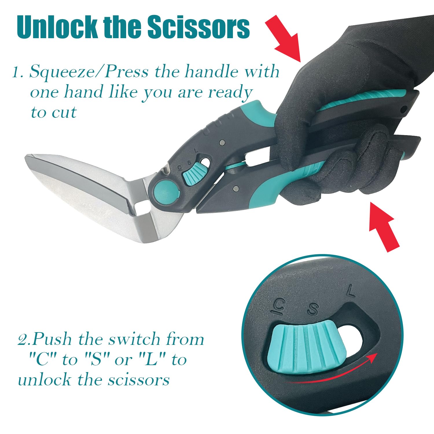 Sutekus 10" Angled Scissors Stainless Steel Industrial Shears Angled Craft Scissors Multipurpose Scissors for Thick Fabrics, Leather, Cardboard, Carpets, Gardening