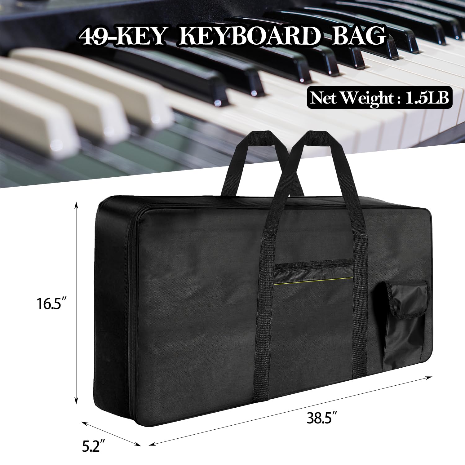 Sutekus 49-Key Keyboard Bag Electric Piano Keyboard Gig Bag 38.5"x16.5"x5.2" For Carrying Storage