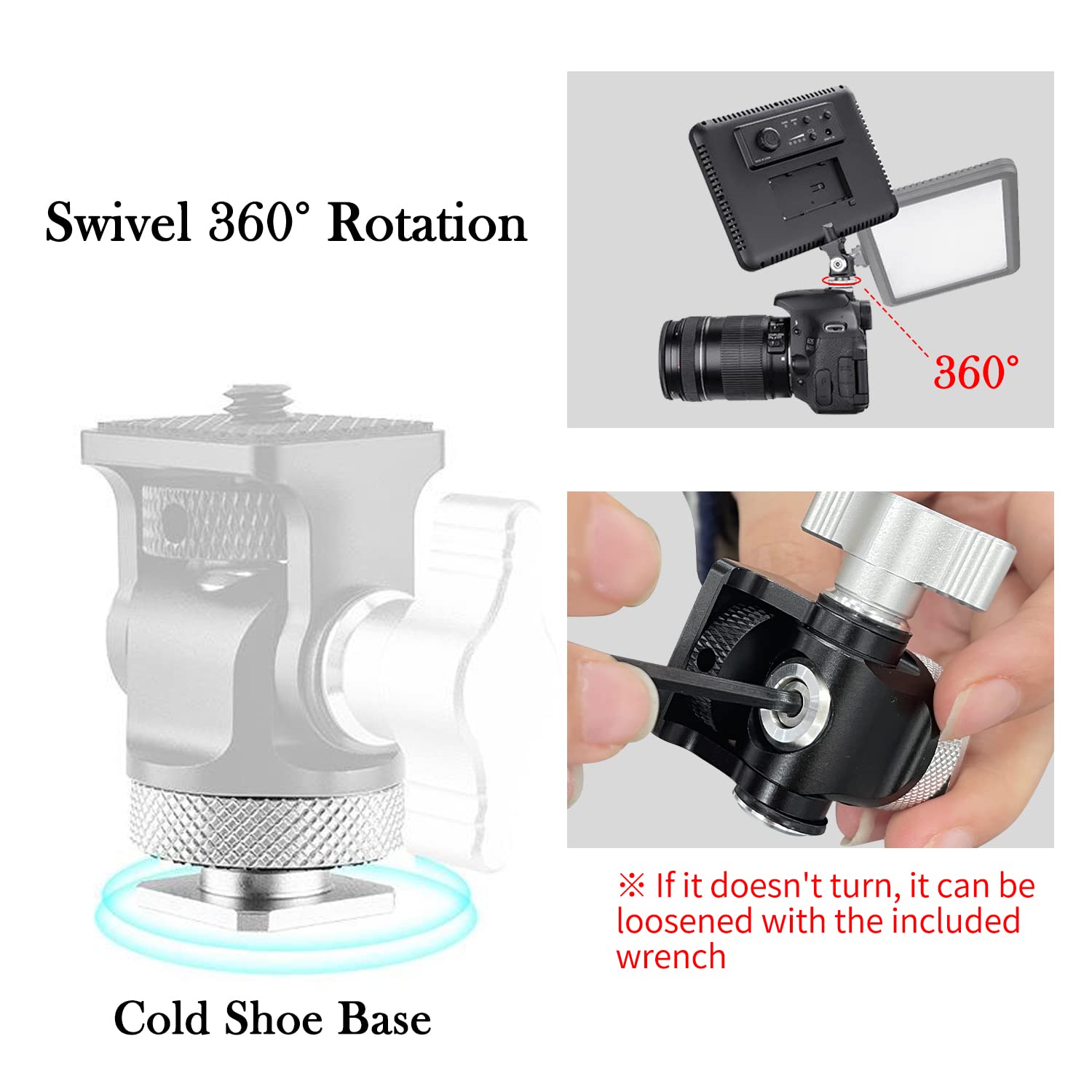 Sutekus Field Monitor Mount Holder with Cold Shoe Swivel and Tilt Adjustable 1/4" Screw Thread Adapter for 5’’ and 7’’ Monitor