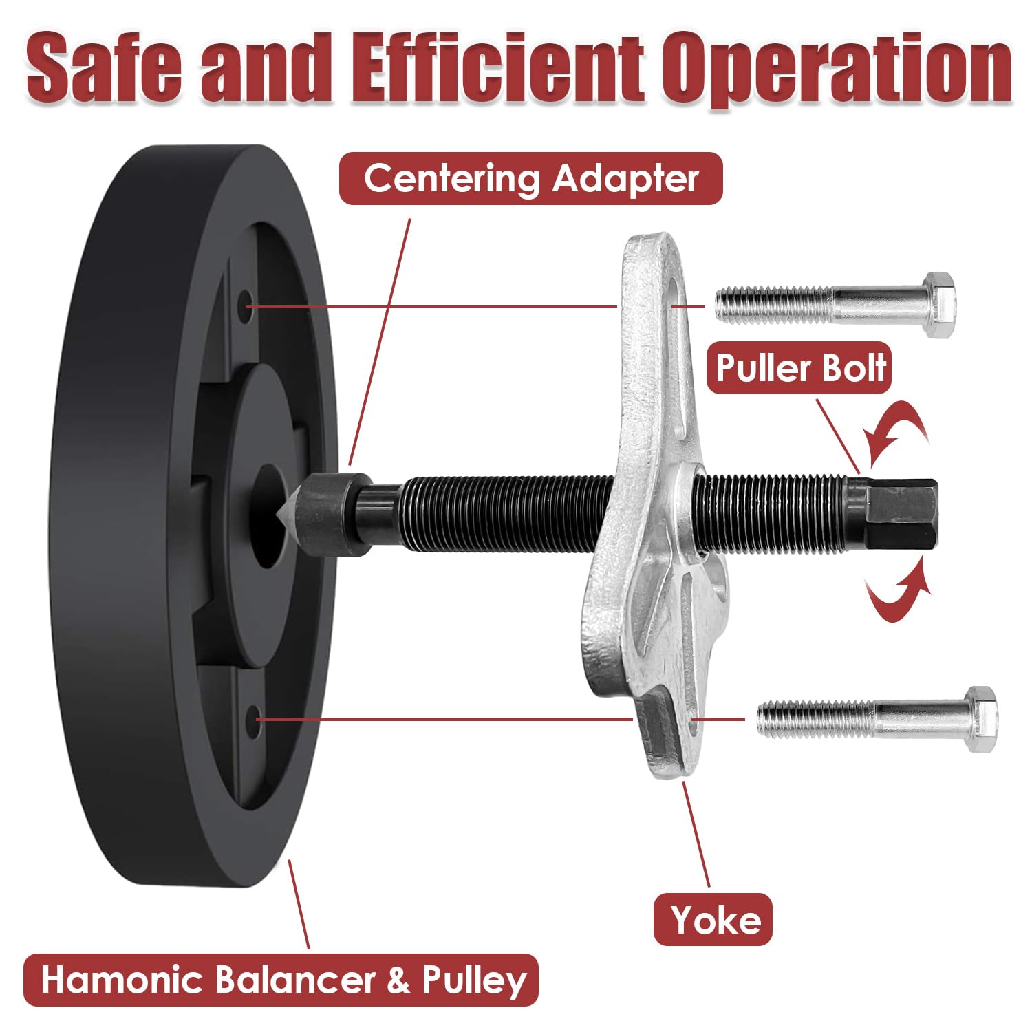 Sutekus Harmonic Balancer Puller Set Steering Wheel Crankshaft Pulley Puller Flange Type Gear and Crank Puller Set Flywheel Remover, 46-Piece Tool Kit