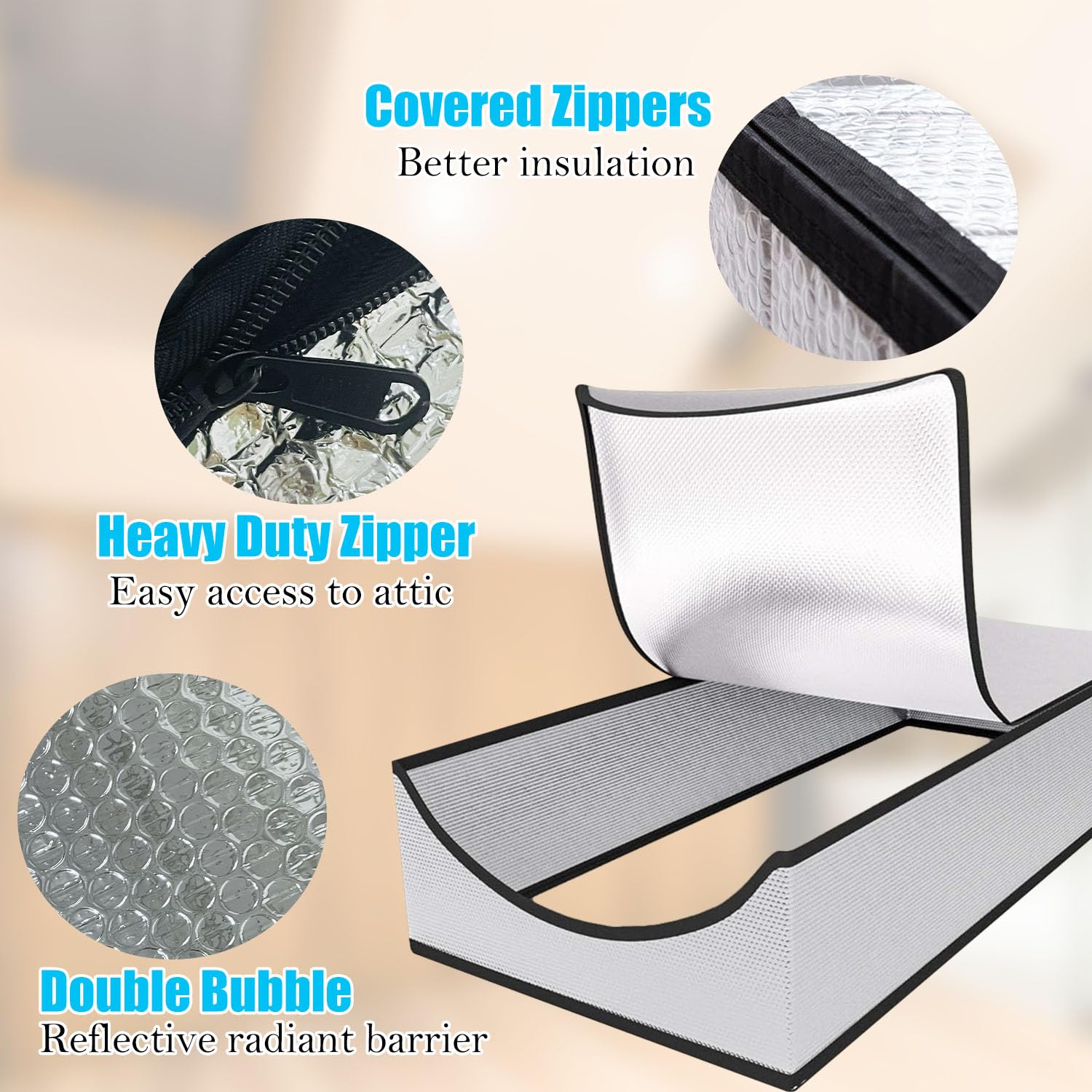 Sutekus Attic Stairway Insulation Cover with Zipper 25" x 54" x 11" Energy Saving Attic Insulation Pull Down Tent with Installation Tool