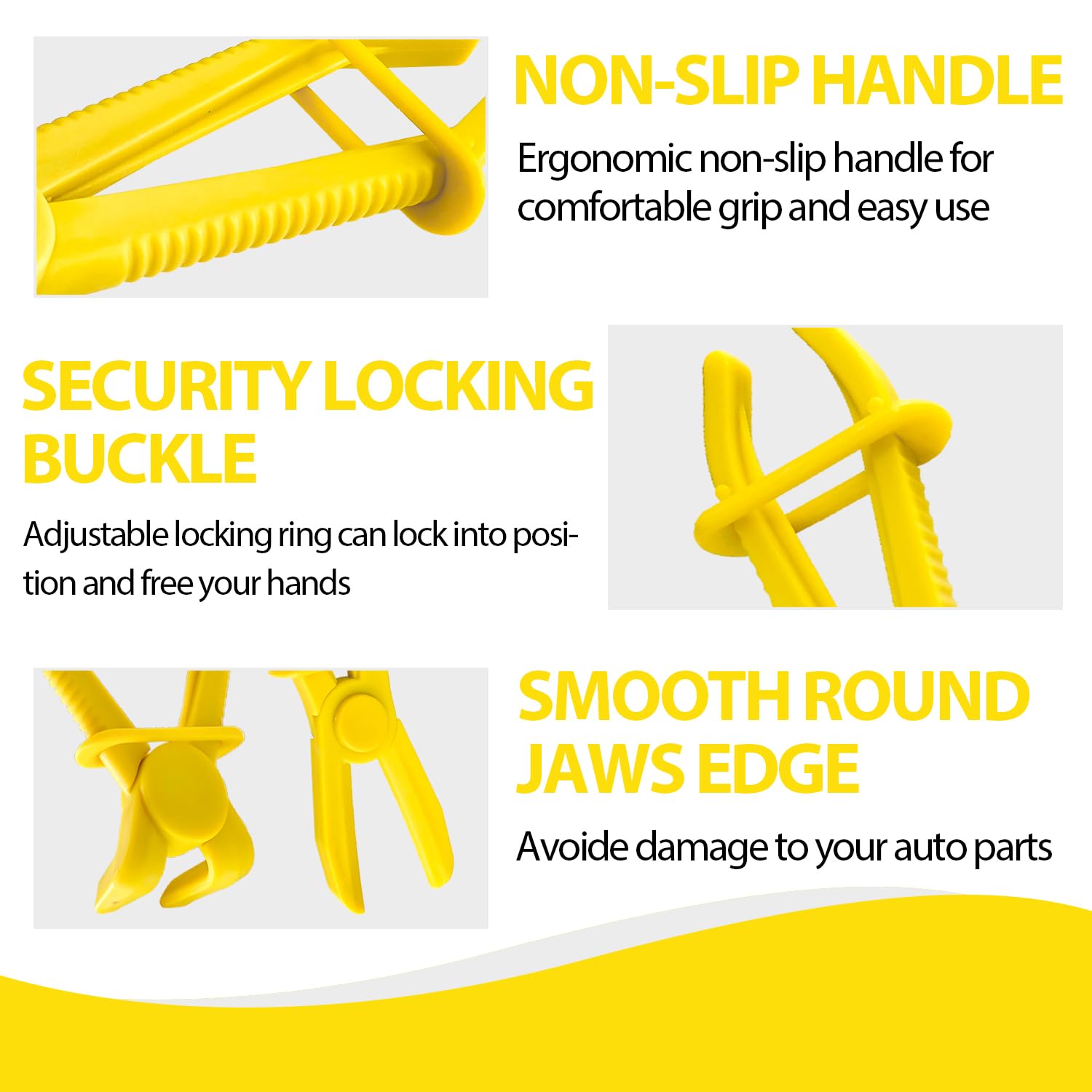 Sutekus Hose Pinch Off Pliers Hose Clamp Pliers Straight & 90 Angled Line Clamp Pliers for Flexible Hoses Brake Coolant Fuel Lines Automotive Tool, Yellow, 6Pcs