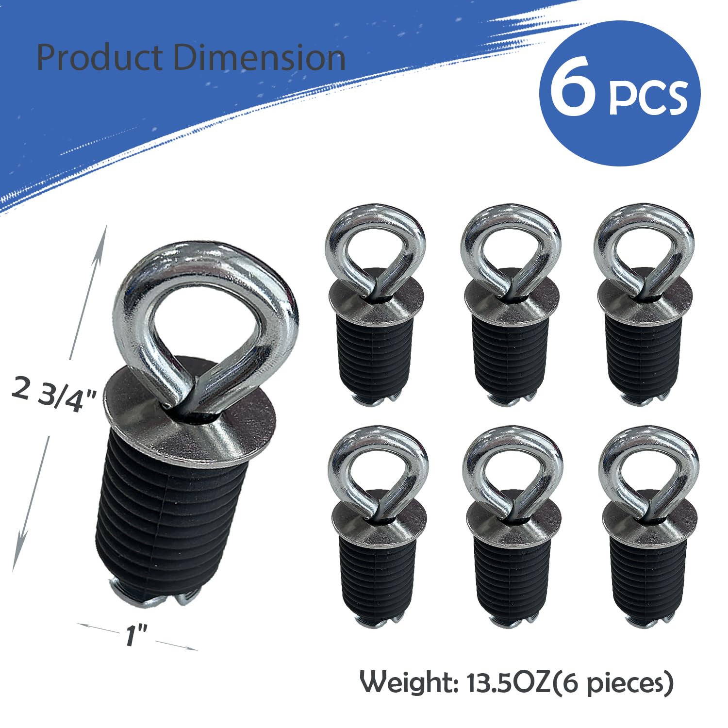 Sutekus Tie Down Anchors 6 Pcs Rubber Bed Anchors with 1" Hole Compatible with Polaris RZR Sportsman ACE Not for Ranger or General, Black