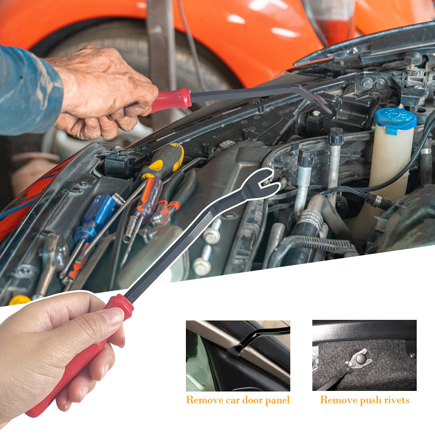 Sutekus Auto Trim Removal Tool Kit Door Panel Clip Fastener Removal Kit Pry Tool with 415 Pcs Bumper Retainer Clips Car Plastic Rivets Fasteners Push Pin Kit