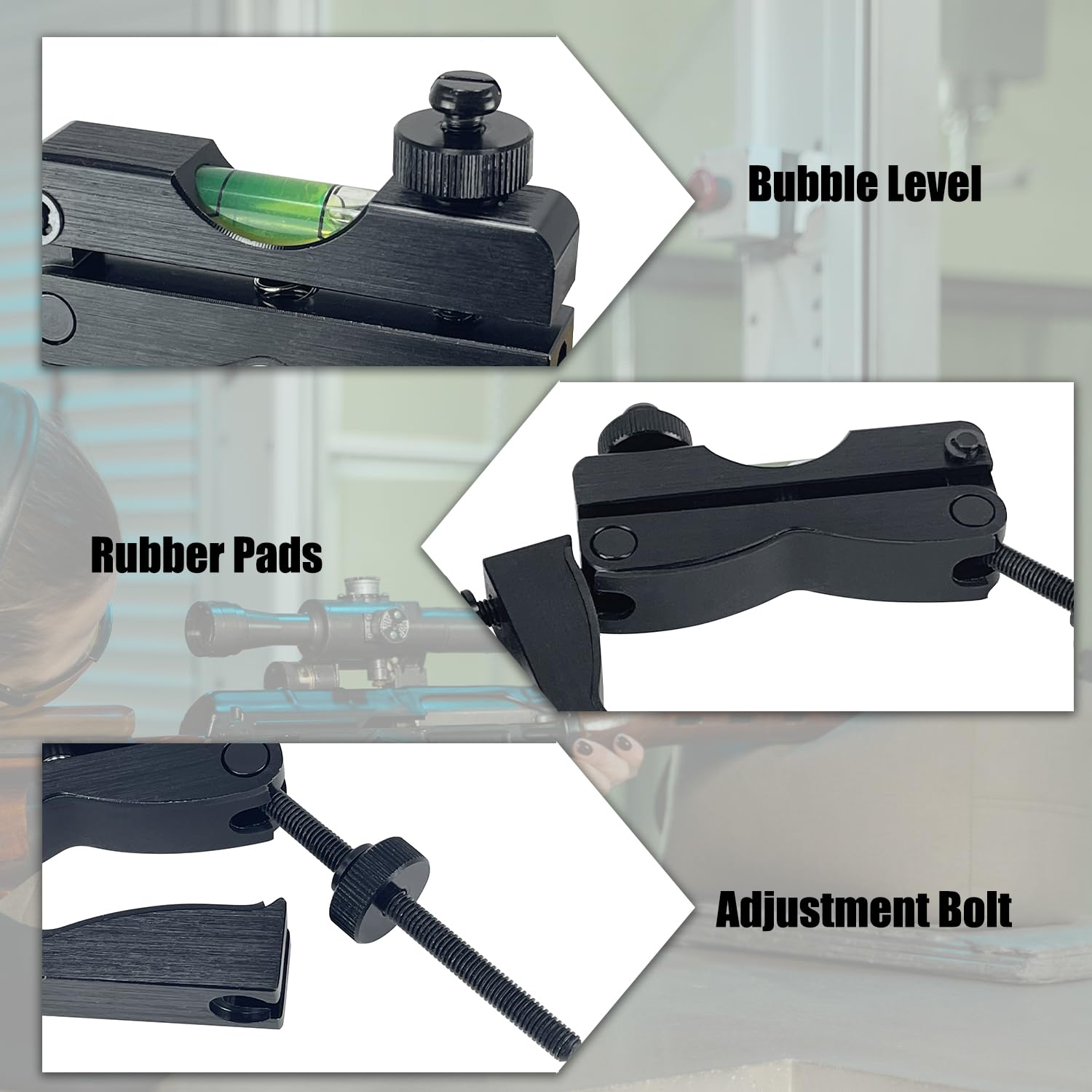 Sutekus Scope Leveling Kit Magnetic Universal Bubble Leveling Tool for Equipment and Maintenance, Black