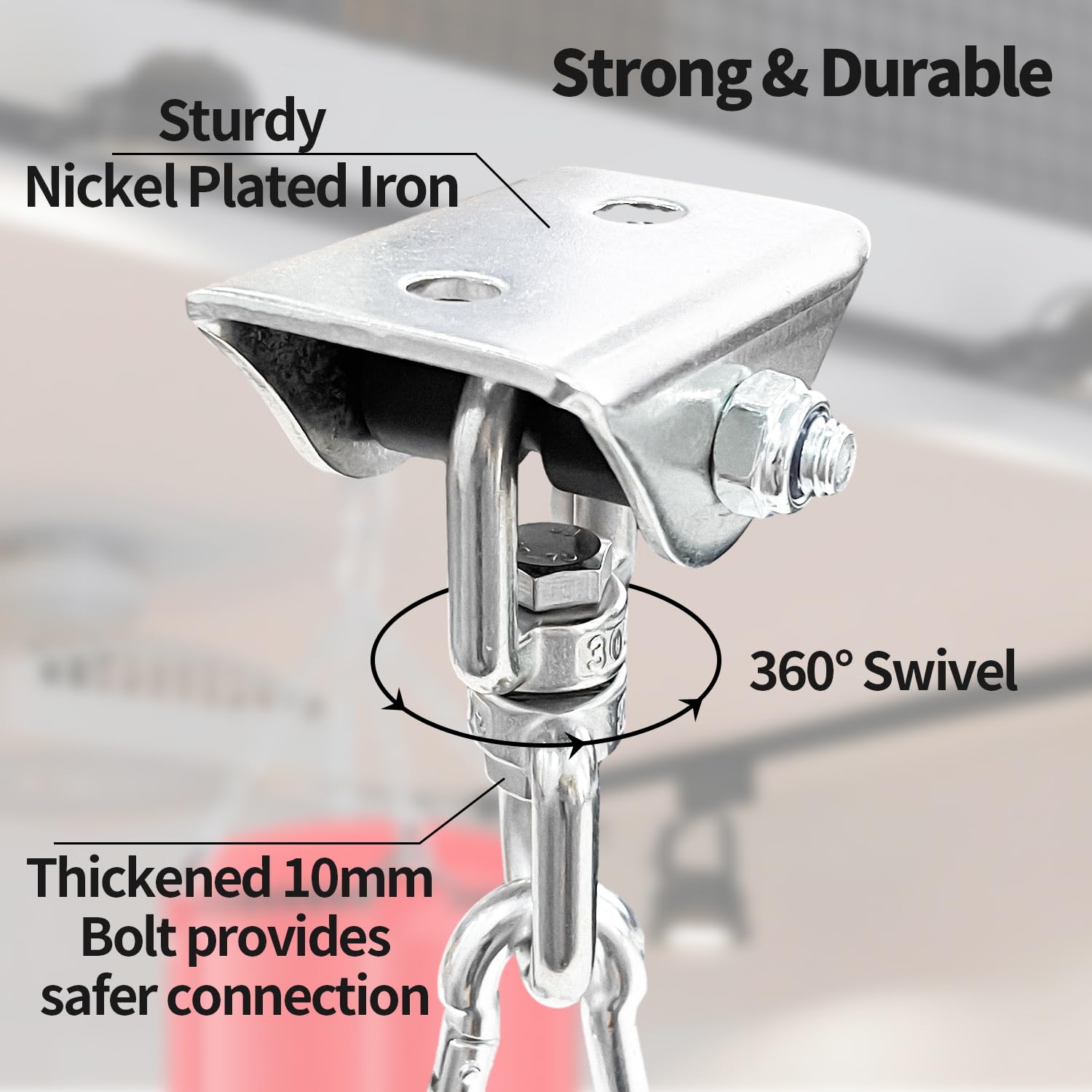 Sutekus Heavy Bag Hangers Brackets for Wood Beam Heavy Duty Swivel Punching Bag Hangers Wall Ceiling Mount Hook with Chains for Boxing, Swing, Hammock