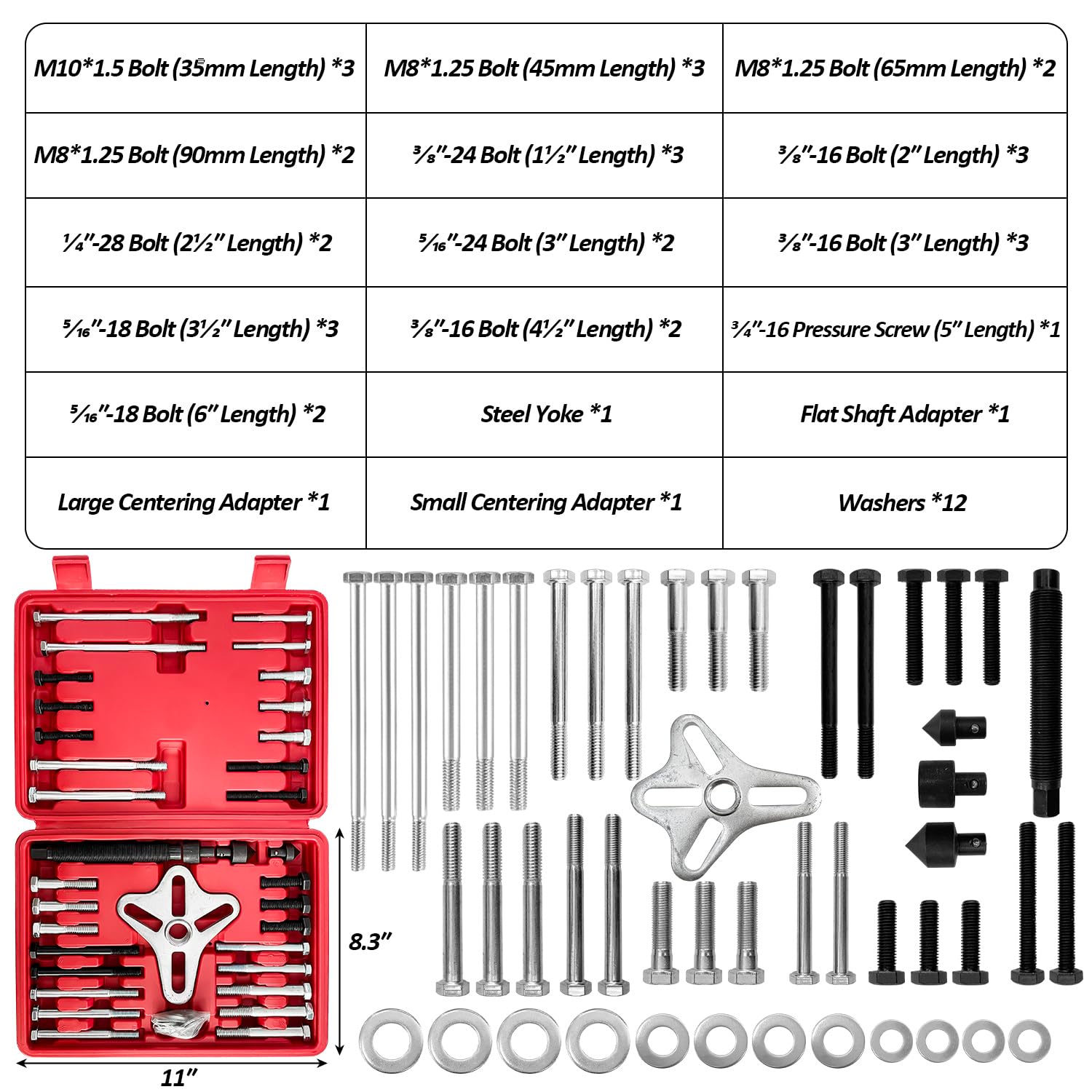 Sutekus Harmonic Balancer Puller Set Steering Wheel Crankshaft Pulley Puller Flange Type Gear and Crank Puller Set Flywheel Remover, 46-Piece Tool Kit