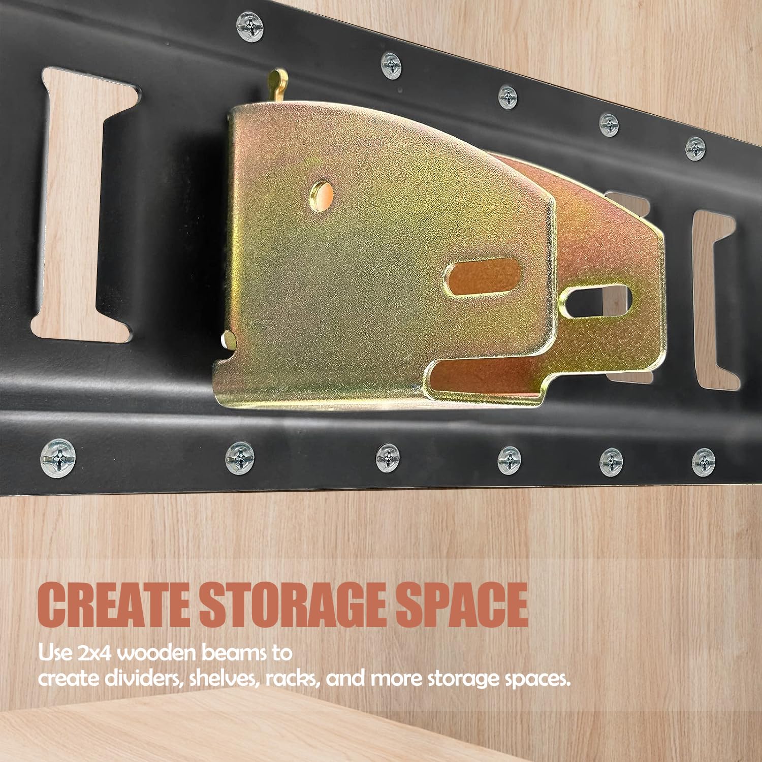 Sutekus E-Track Wood Beam End Socket Shelf Brackets E-Track Accessories Cargo Storage Lumber Bracket for 2x4 & 2x6 in Trucks Trailers Vans RVs, 4PCS