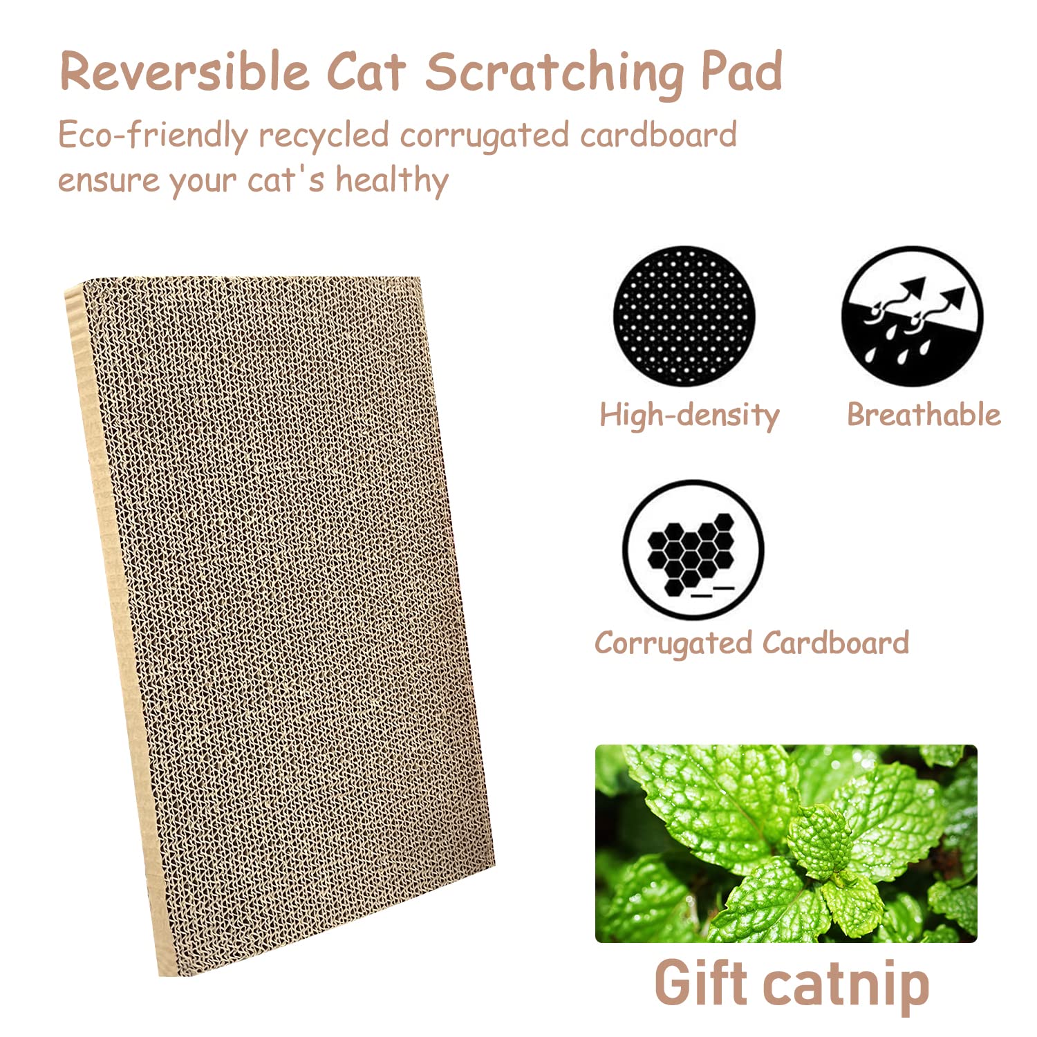Sutekus Cat Scratch Pad with Box Scratching Pads Corrugated Scratching Bed with Catnip DIY Cat Scratch Box