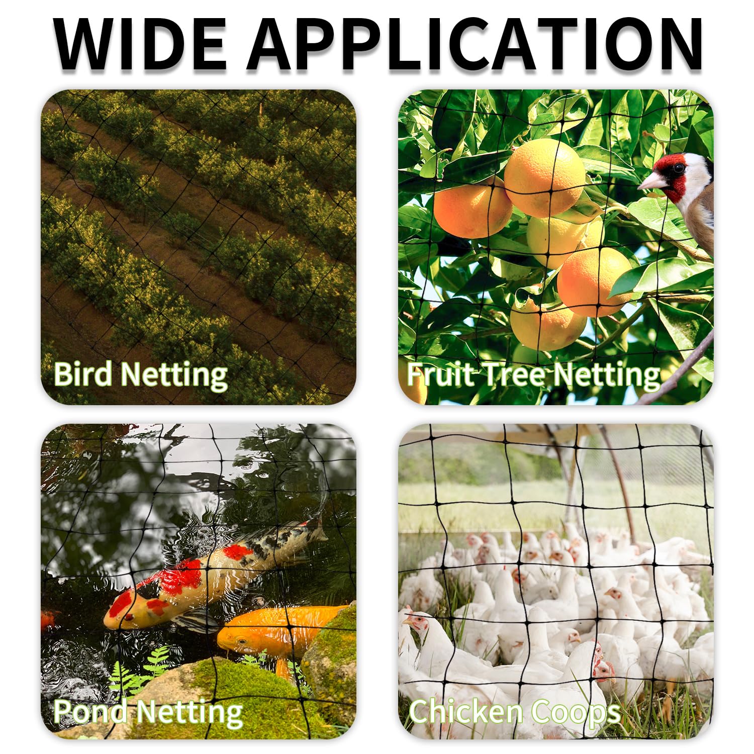 Sutekus Garden Bird Netting 7 x 100 Feet Deer Fence Netting with Cable Ties & Fixing Nails Reusable Protective Garden Netting for Vegetables Fruit Trees Plants