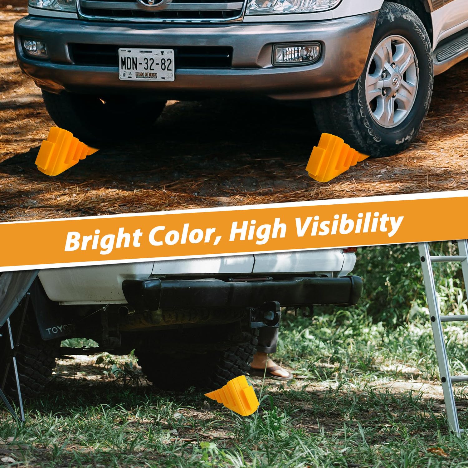 Sutekus Wheel Chocks Tire Chocks with Non Slip Grips and Built-in Handle Keeping Your RV Trailer Camper Truck in Place, Pack of 2