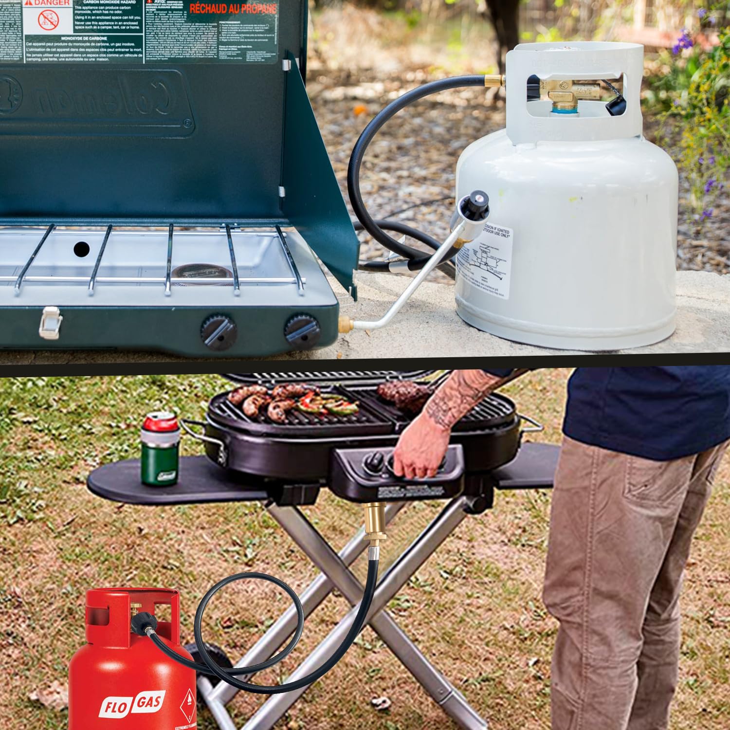 Sutekus 4FT Propane Hose Adapter 1lb to 20lb Universal Propane Adapter Hose Propane Tank Adapter for Table Top Grills, Portable Heaters, Propane Stoves, Lanterns