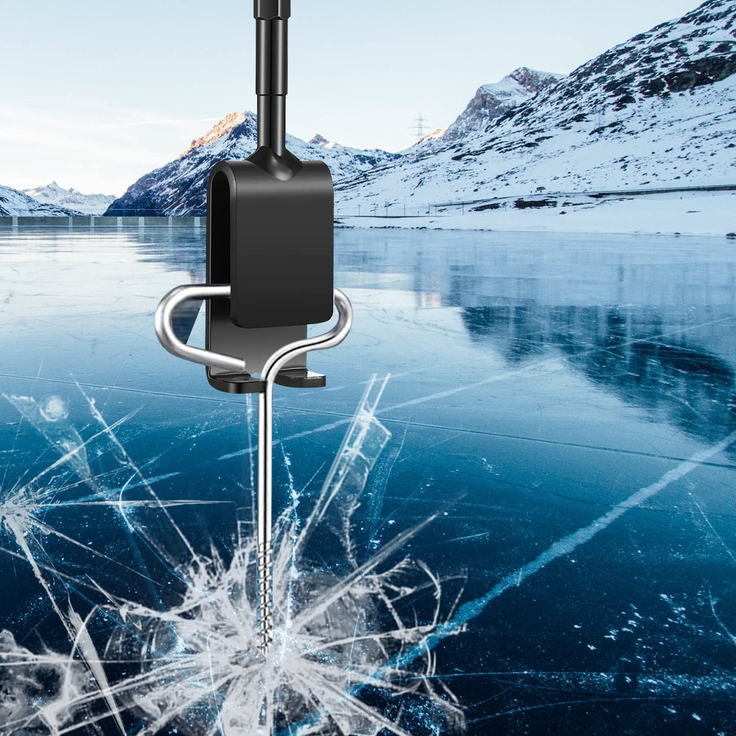Sutekus Ice Anchor Tool Ice Augers Ice Fishing Anchors Tool Power Drive Drill Adapter for Setting Up Ice Fishing Shelter Tent