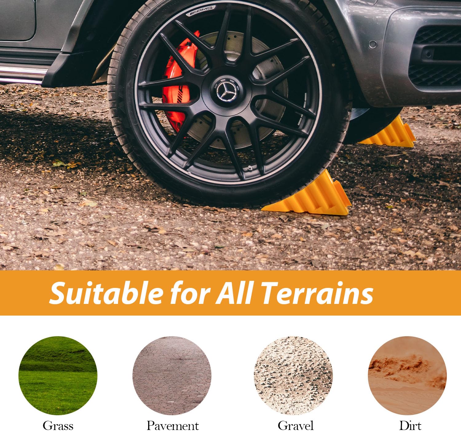 Sutekus Wheel Chocks Tire Chocks with Non Slip Grips and Built-in Handle Keeping Your RV Trailer Camper Truck in Place, Pack of 2