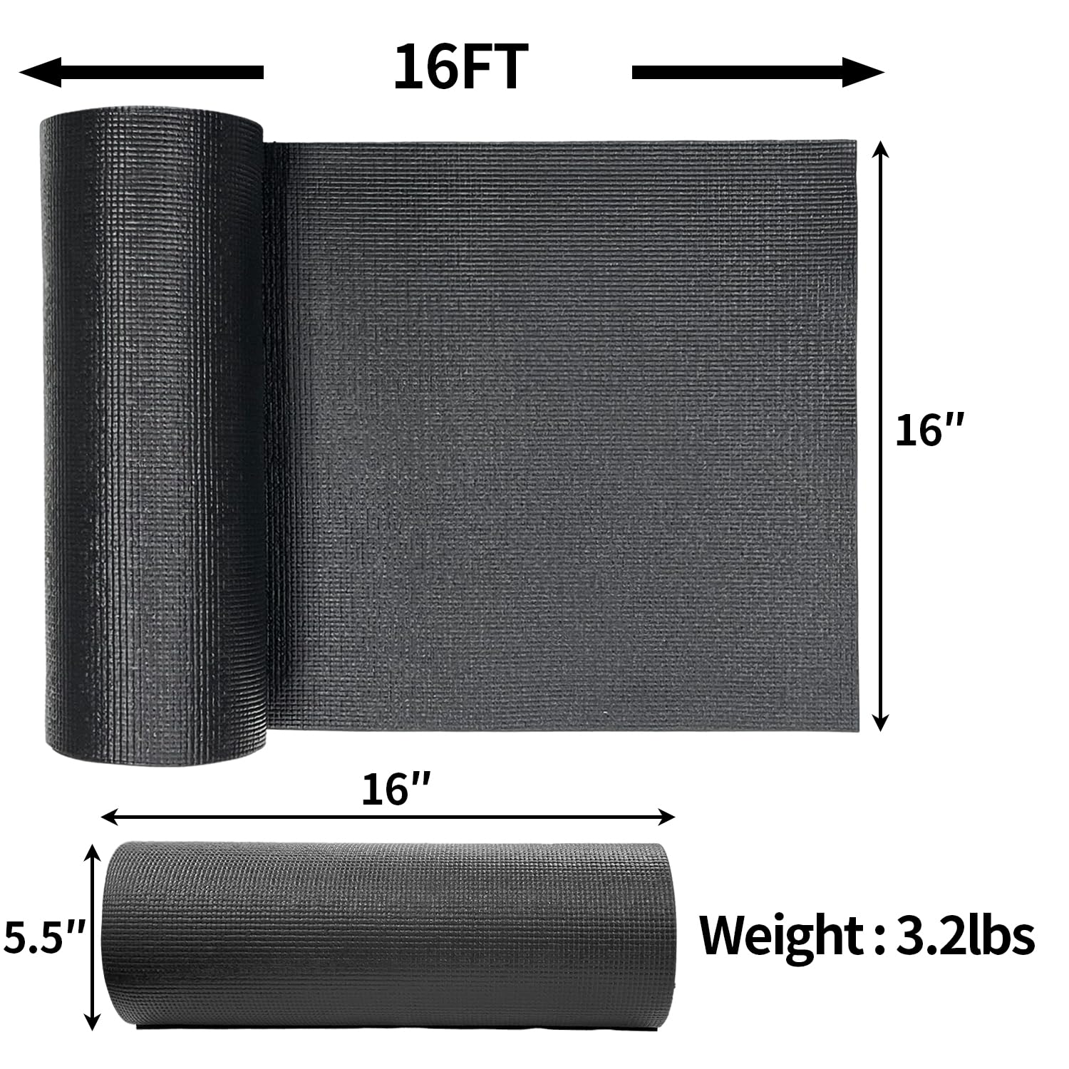 Sutekus Professional Tool Box Liner and Drawer Liner Non-Slip Foam Rubber Toolbox Drawer Liner Mat for Garage Shelves Cabinets Liners, 16 inch(Wide) x 16 feet (Long), Black