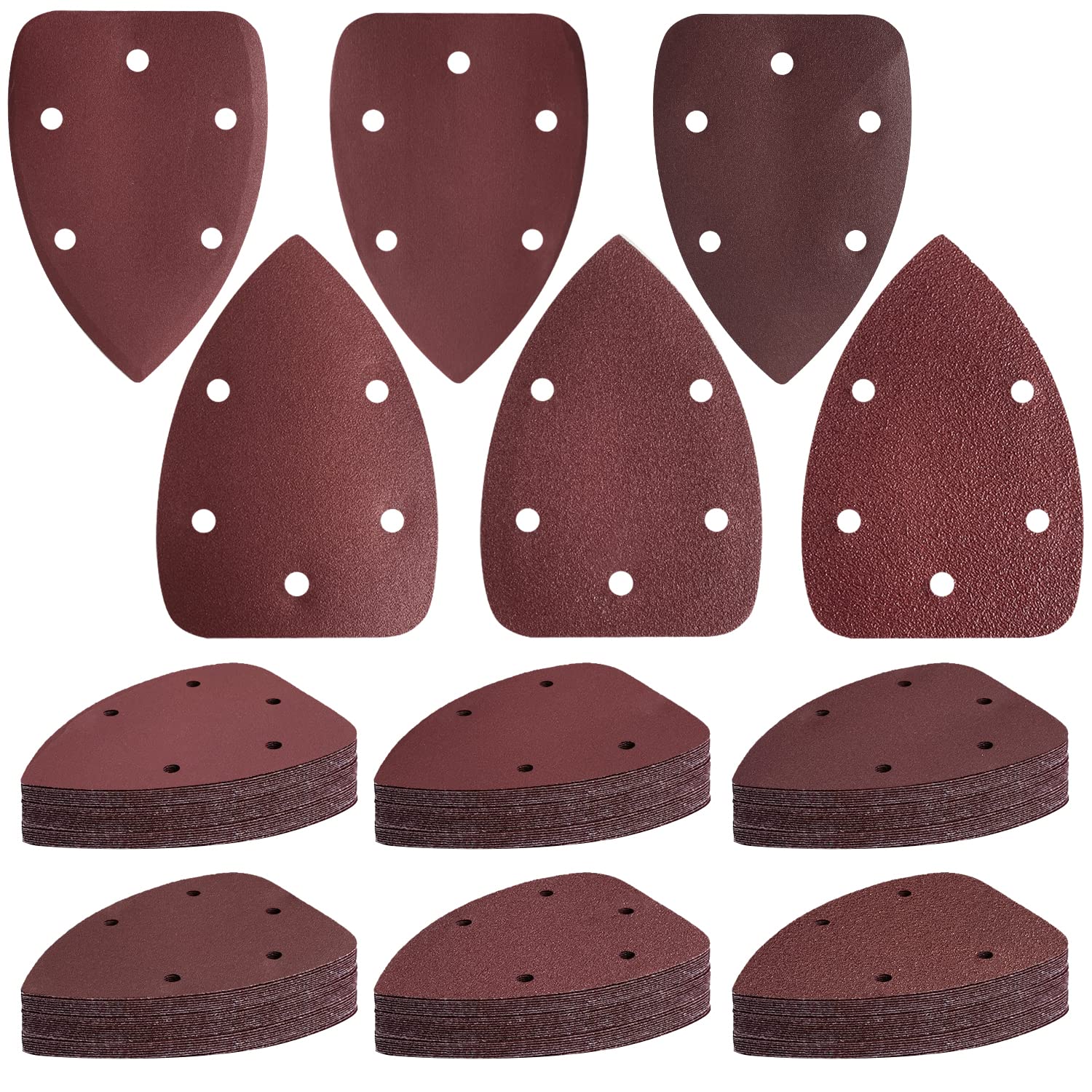Sutekus 180PCS Mouse Sander Pads Assorted 40/80/120/180/240/400 Grits Sanding Pads Palm Sander Sandpaper 5 Hole Detail Sander Sandpaper