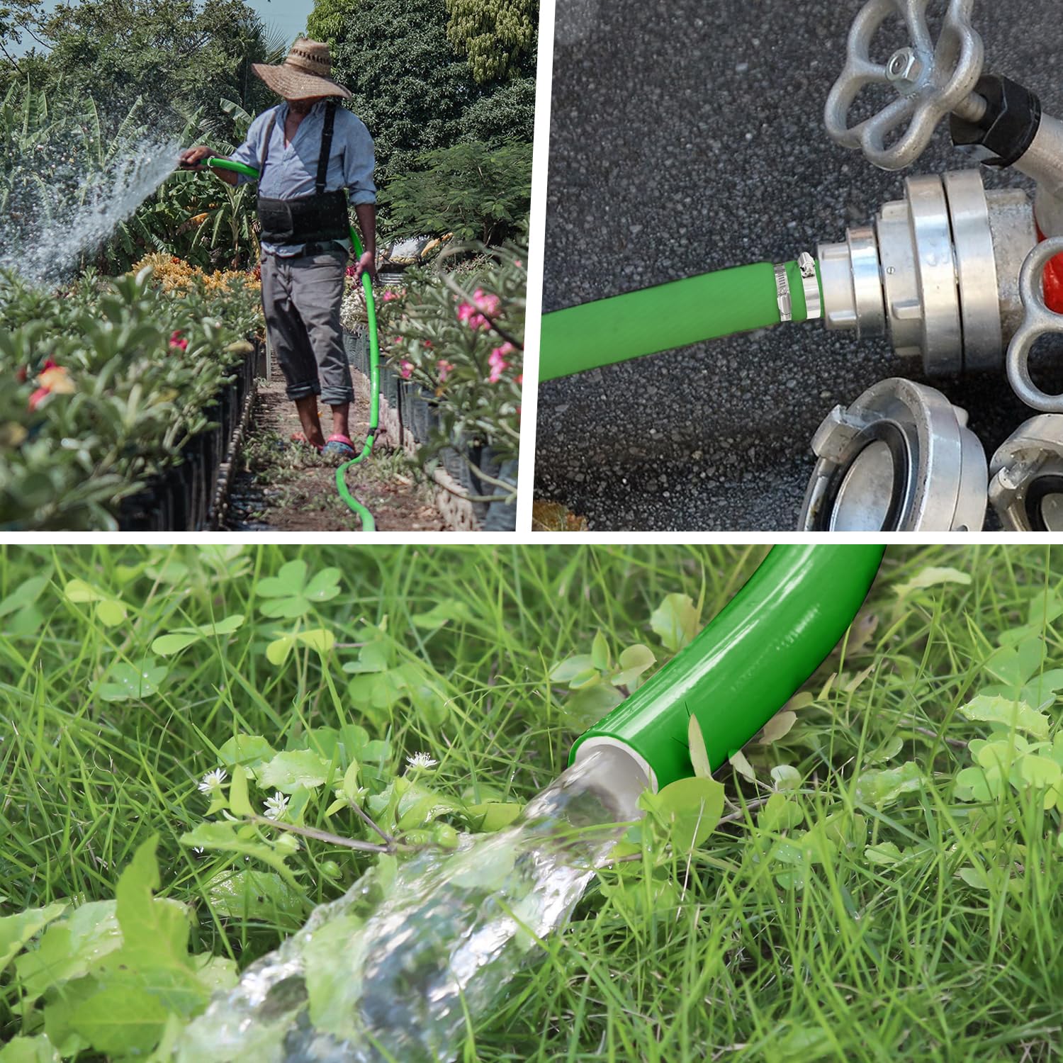Sutekus 2" x 25' Pool Backwash Hose with Hose Clamps Heavy Duty Pool Drain Hose Thick PVC Lay Flat Discharge Hose Pool Filter Pump Hose Water Hose