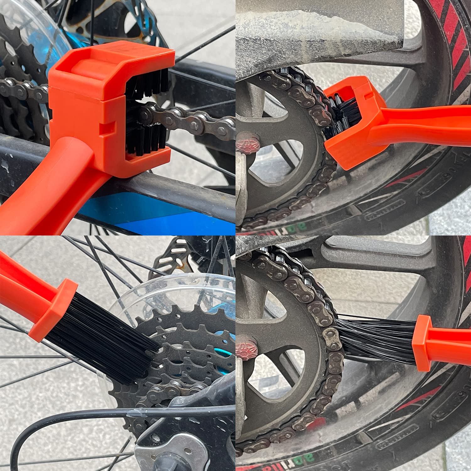 Sutekus Bike Chain Cleaning Brush Universal Chain Grunge Cleaning Brush Motorcycle Chain Cleaning Tool Set, 6Pack