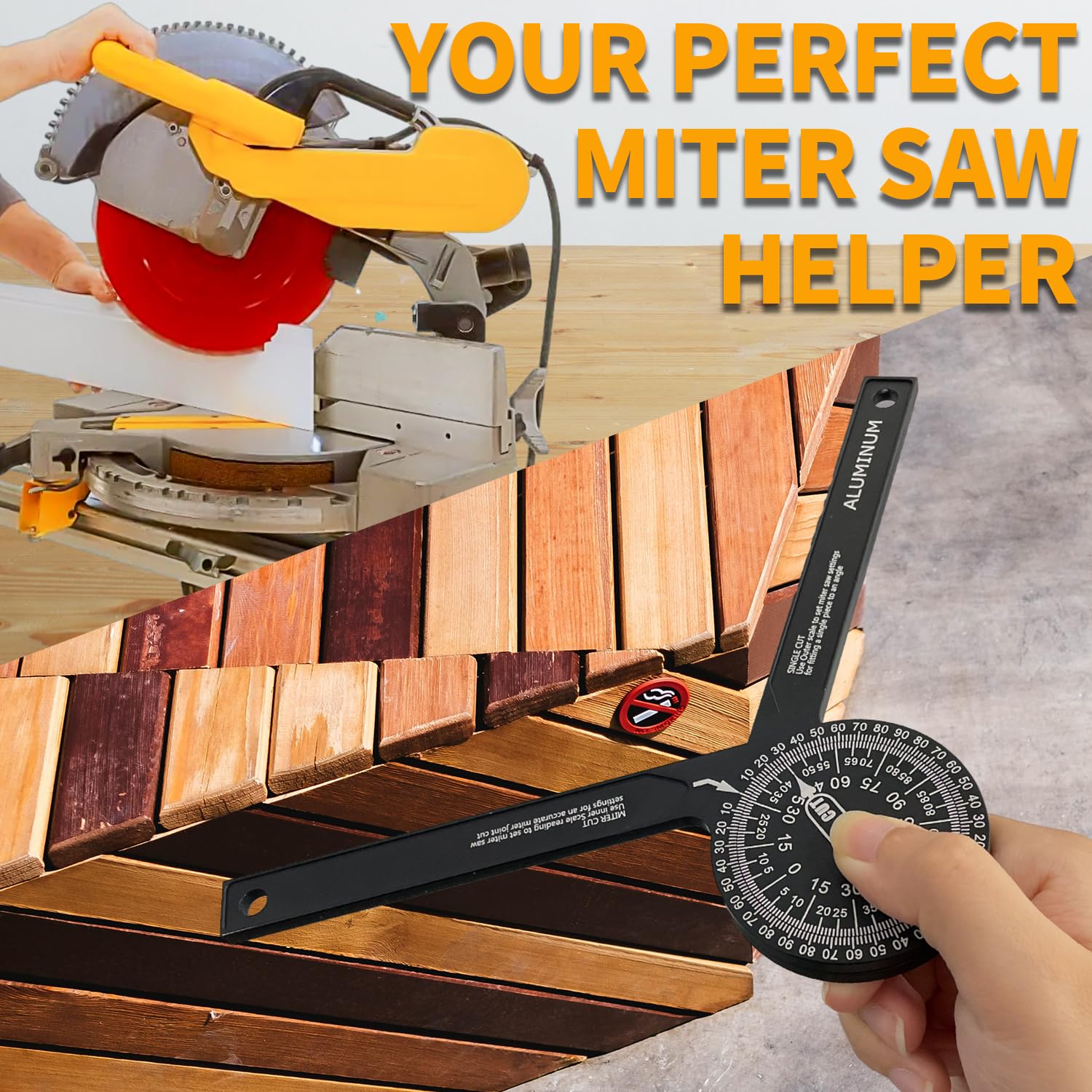 Sutekus Aluminum Miter Saw Protractor 7" Angle Finder Featuring Precision Laser Engraved Scales for All Building Trades, Plumbers, Carpenters