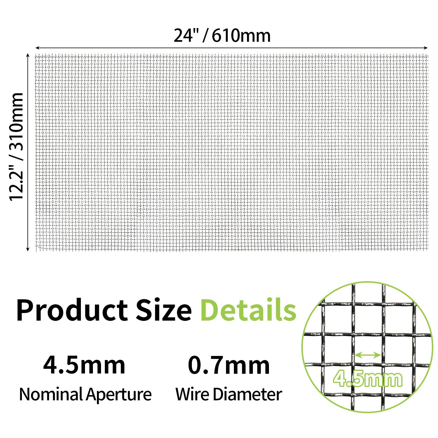 Sutekus Stainless Mesh Screen 12” X 24”(310mm X 610mm) Sturdy Metal Mesh Sheets 5 Mesh Wire Mesh Screen for DIY Projects, 2Pack