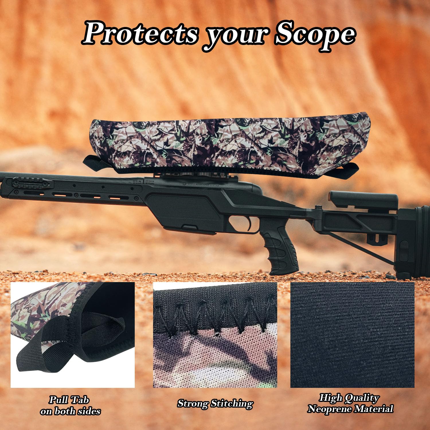 Sutekus Scope Covers Neoprene Optics Lens Cover 12" Waterproof Protective Bag for Outdoor Hunting Scope Accessories, 4-Pack Leaf