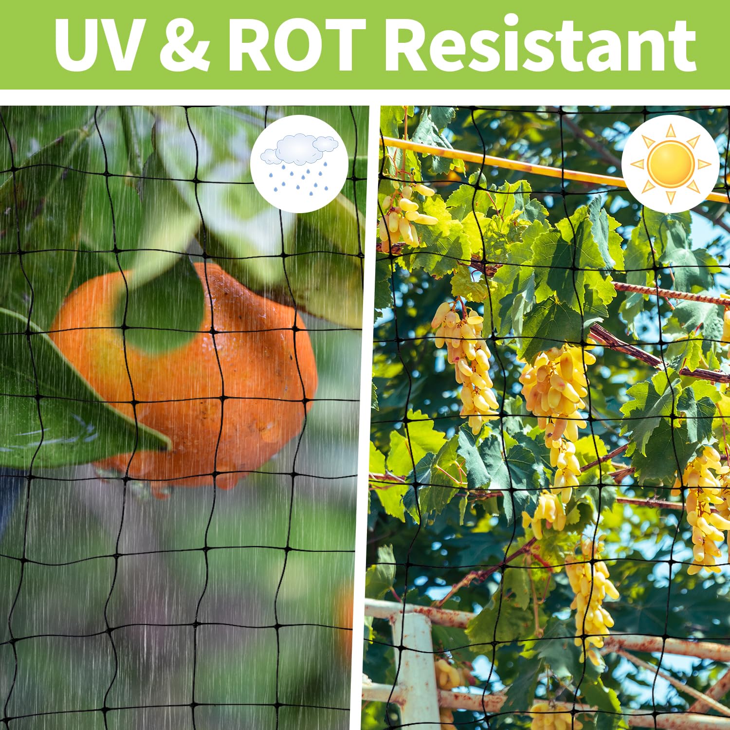 Sutekus Garden Bird Netting 7 x 100 Feet Deer Fence Netting with Cable Ties & Fixing Nails Reusable Protective Garden Netting for Vegetables Fruit Trees Plants