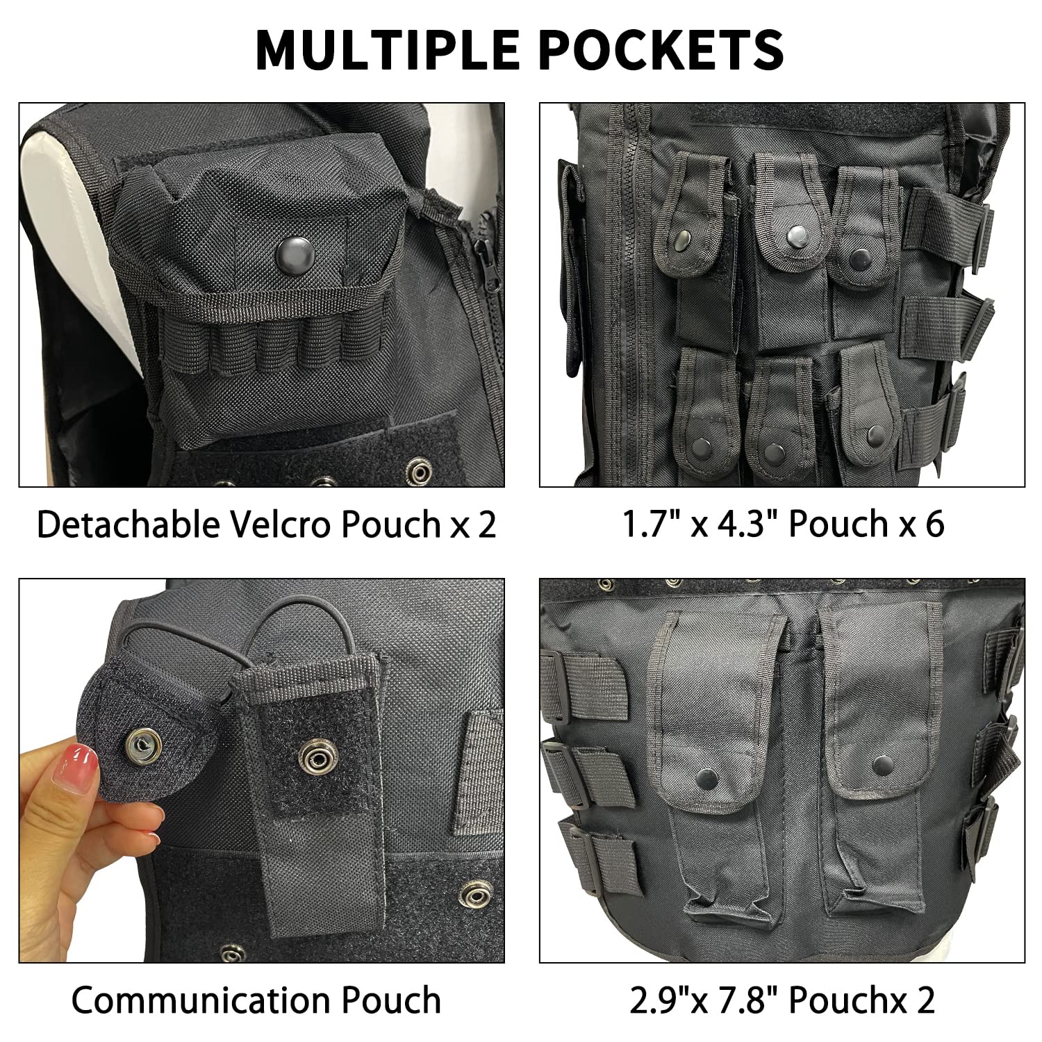 Sutekus Tactical Vest For Outdoor Paintball Airsoft Game Combat Training & Costume