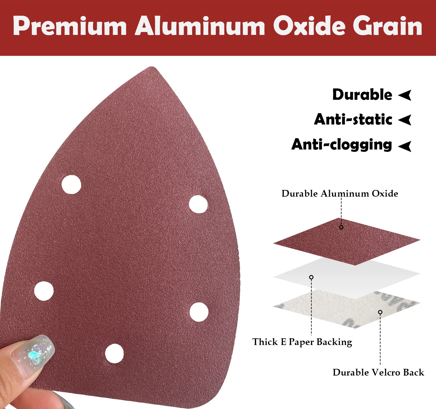 Sutekus 180PCS Mouse Sander Pads Assorted 40/80/120/180/240/400 Grits Sanding Pads Palm Sander Sandpaper 5 Hole Detail Sander Sandpaper