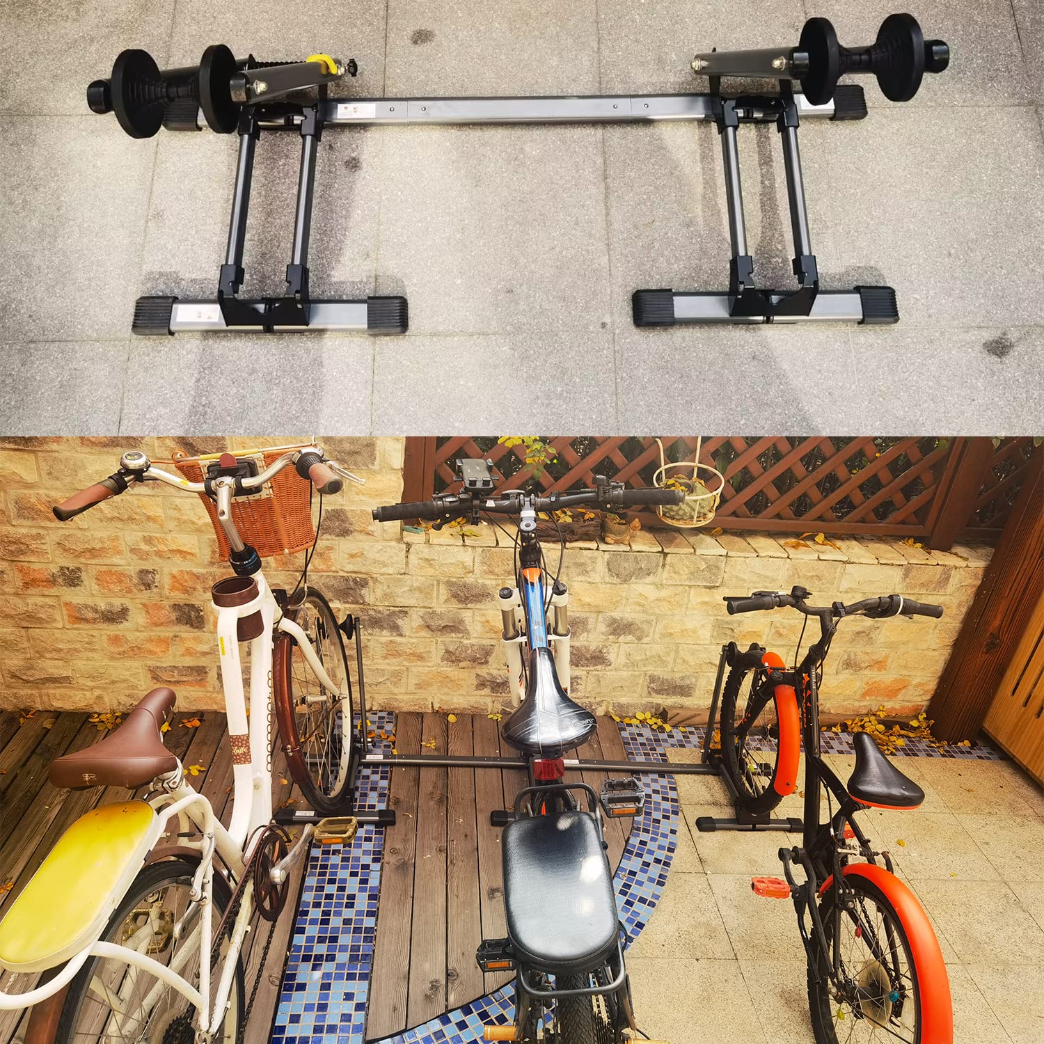 Sutekus Bike Floor Parking Rack Foldable Bicycle Stand Extendable Bike Stand Indoor Home Garage Cycling Storage Organizer