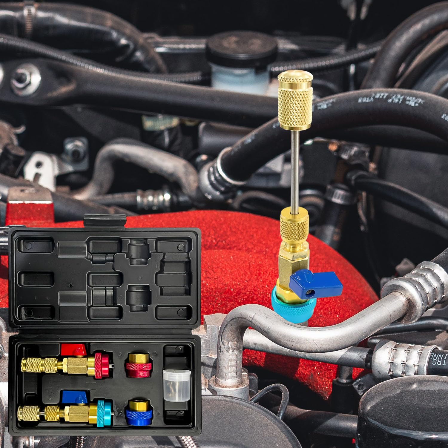 Sutekus Automotive AC Valve Core Tool R134A R1234YF Valve Core Remover and Installer Tool Set for Standard and JRA Valve Core Couplers Repair Tools