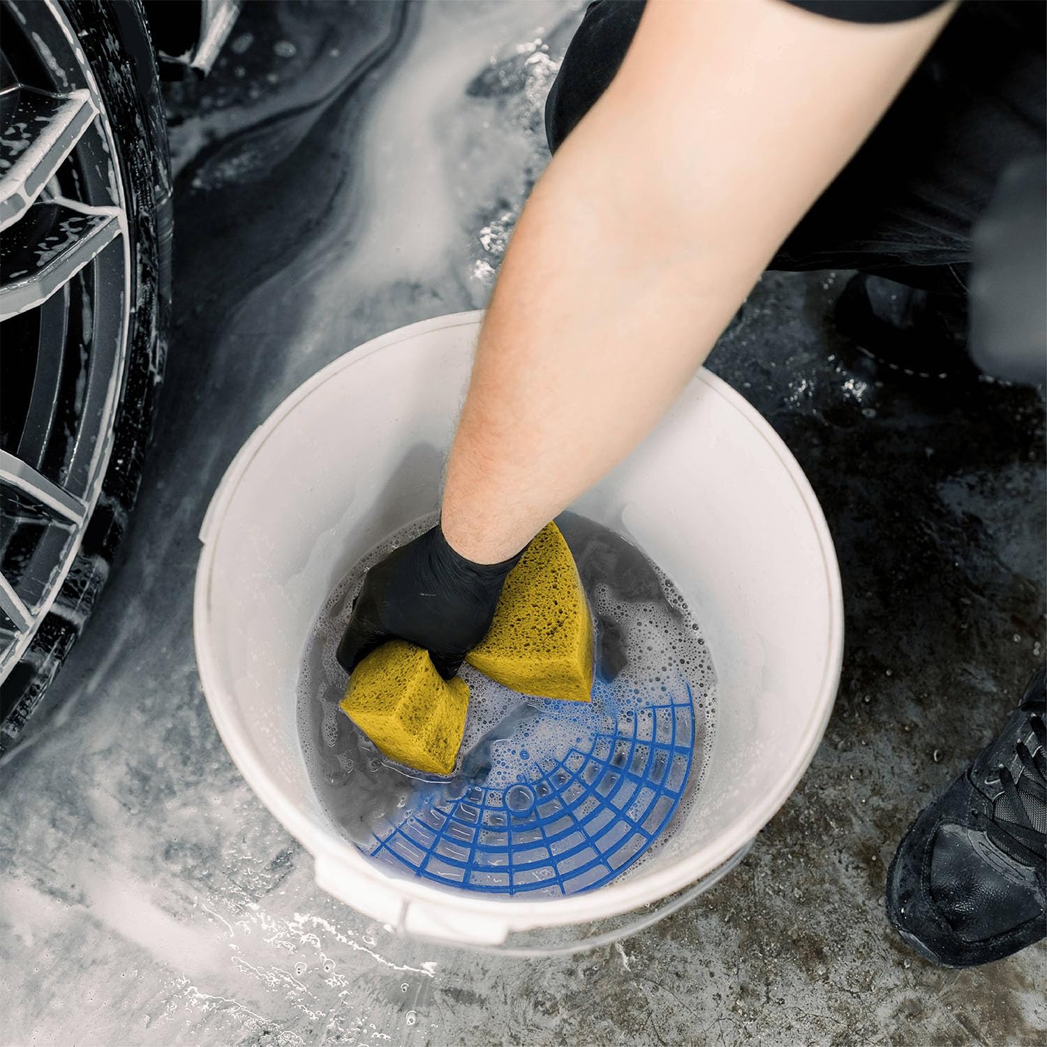 Sutekus Grit Trap Automotive Wash Bucket Insert Wash Bucket Filter Remove Dirt and Debris from Microfiber for Car Wash, Blue