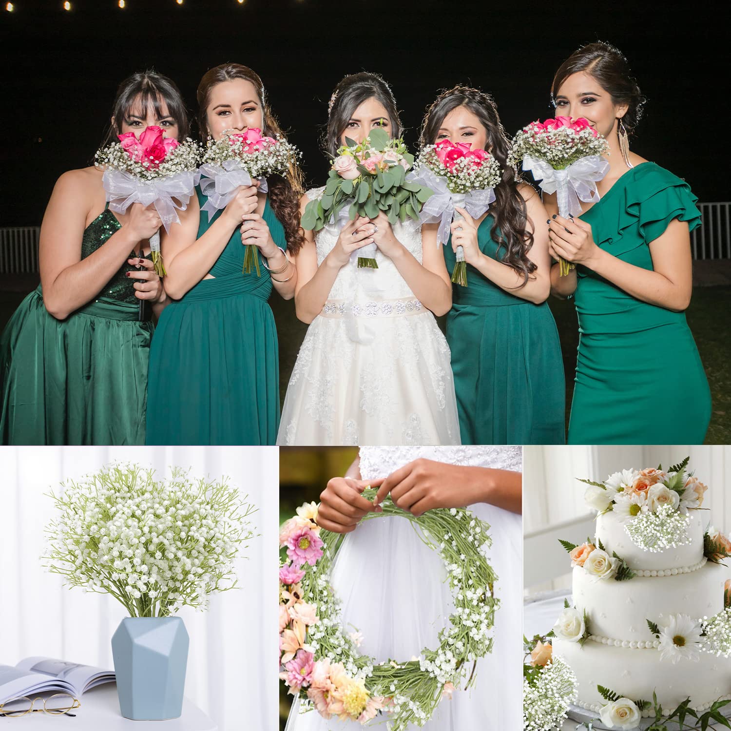 Sutekus Artificial Babys Breath Flowers Gypsophila Bouquets Flowers Bouquets 12PCS Faux Flower Stems for Weddings Party Home Decoration