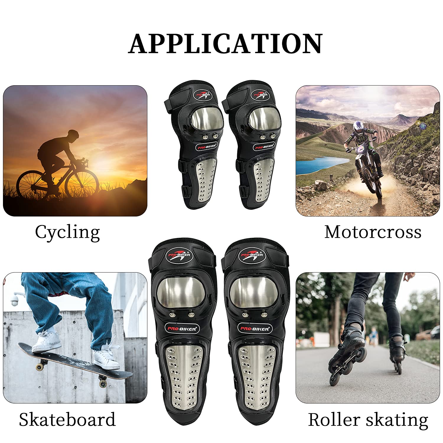 Sutekus Knee Pads Elbow Pads Stainless Steel Motorcycle Elbow Knee Shin Guards Protector For Motorcycle Cycling Mountain Biking 4PCS