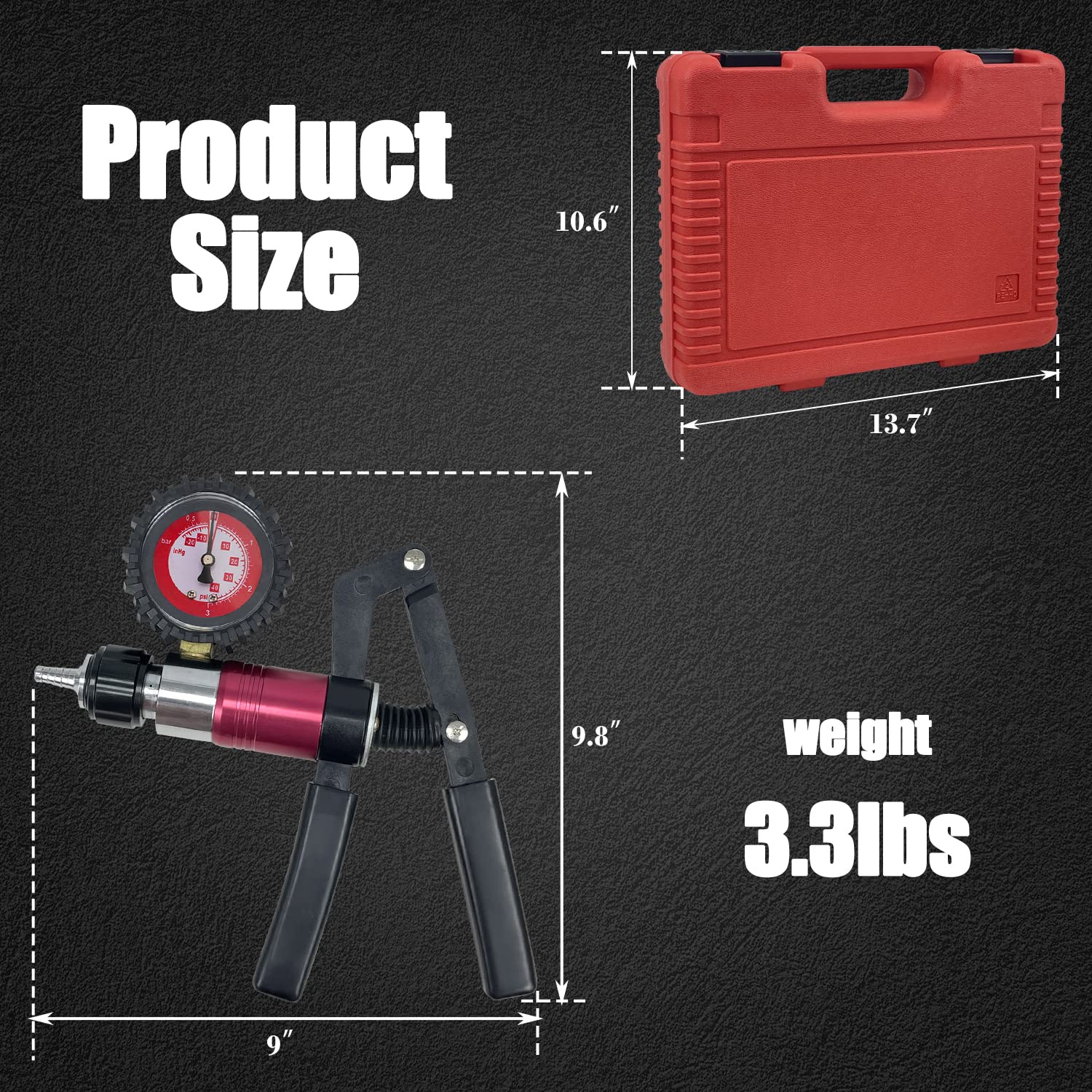 Sutekus Manual Vacuum and Pressure Pump Brake Clutch Fluid Bleeder Tool Kit Fluid Bleeding Tool Set for Automotive with Adapters & Protective Case