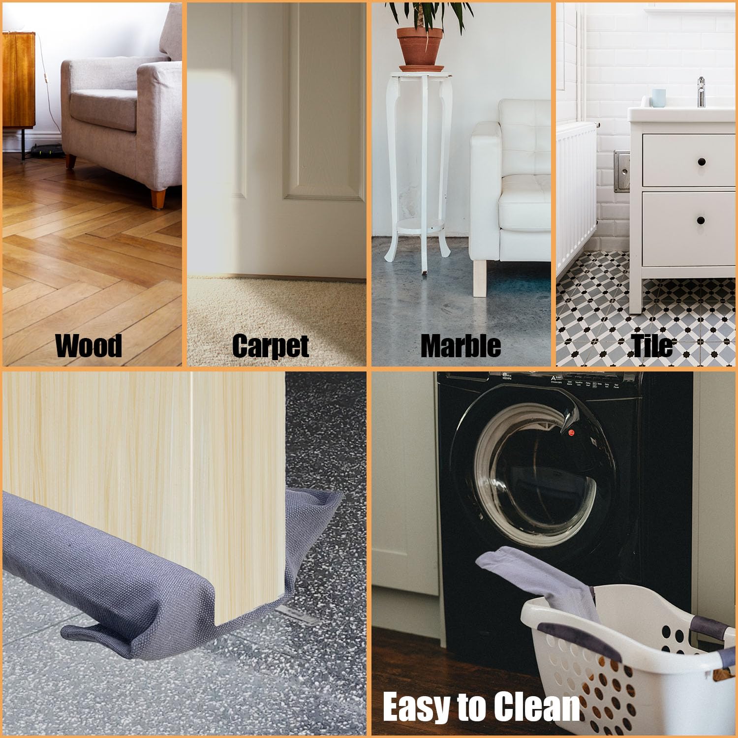 Sutekus Under Door Draft Stopper Adjustable Door Sweep Weather Stripping Noise Dust Blocker for 30" to 36" Wide Doors, Grey
