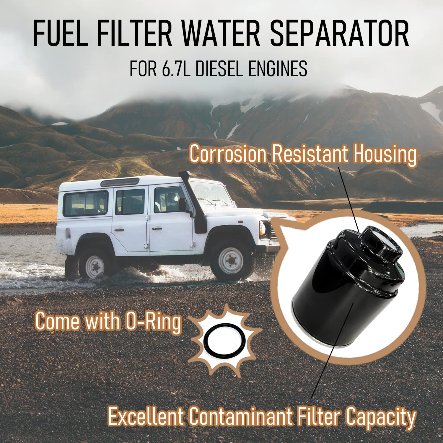 Sutekus Fuel Water Separator Filter Replacement for Dodge Ram 6.7 Diesel Engines # 68197867AA