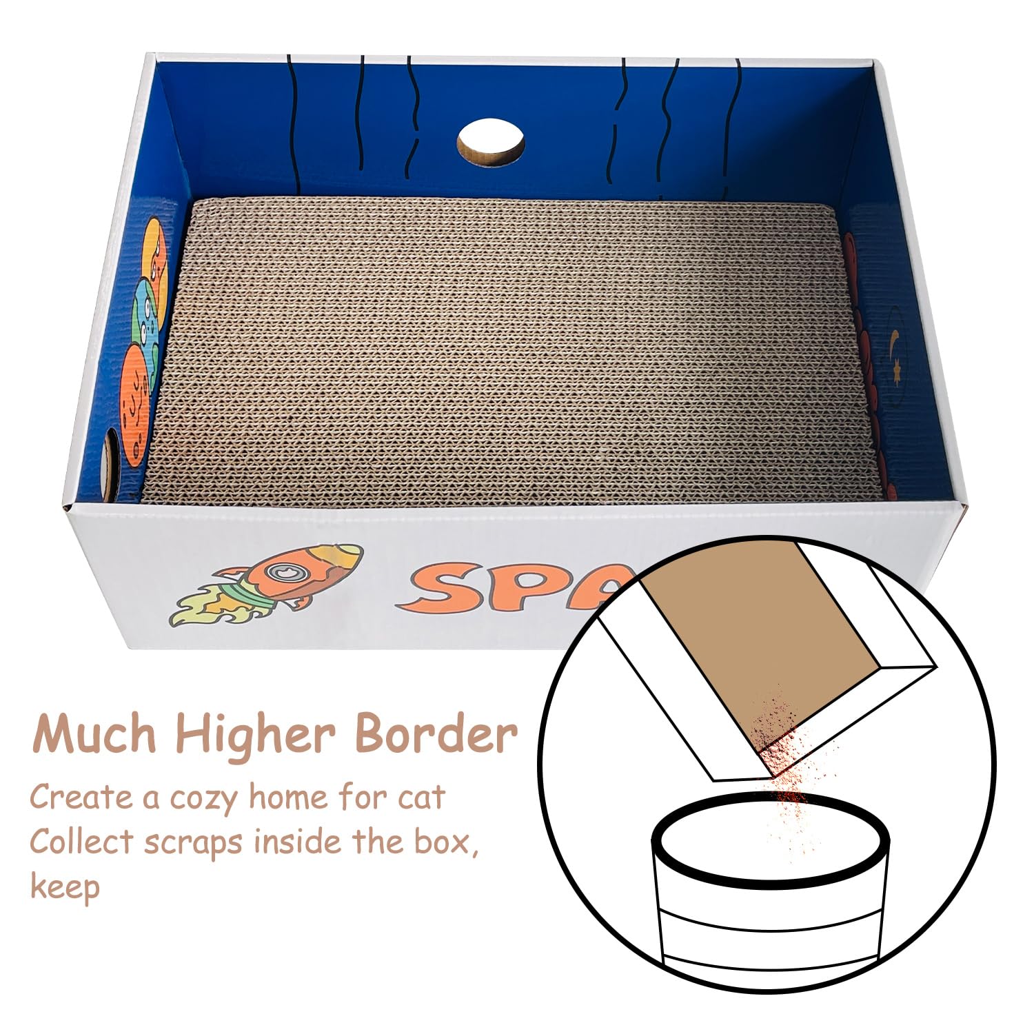 Sutekus Cat Scratch Pad with Box Scratching Pads Corrugated Scratching Bed with Catnip DIY Cat Scratch Box