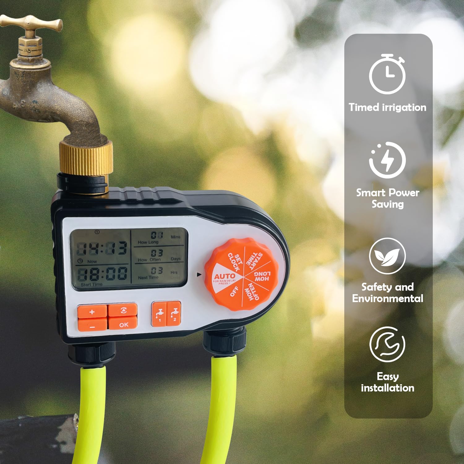 Sutekus Water Timer for Garden Hose 2 Zone Sprinkler Timer Programmable Hose Faucet Timer with Automatic Irrigation/Rain Delay/Manual Watering Setting for Garden Lawn Yard