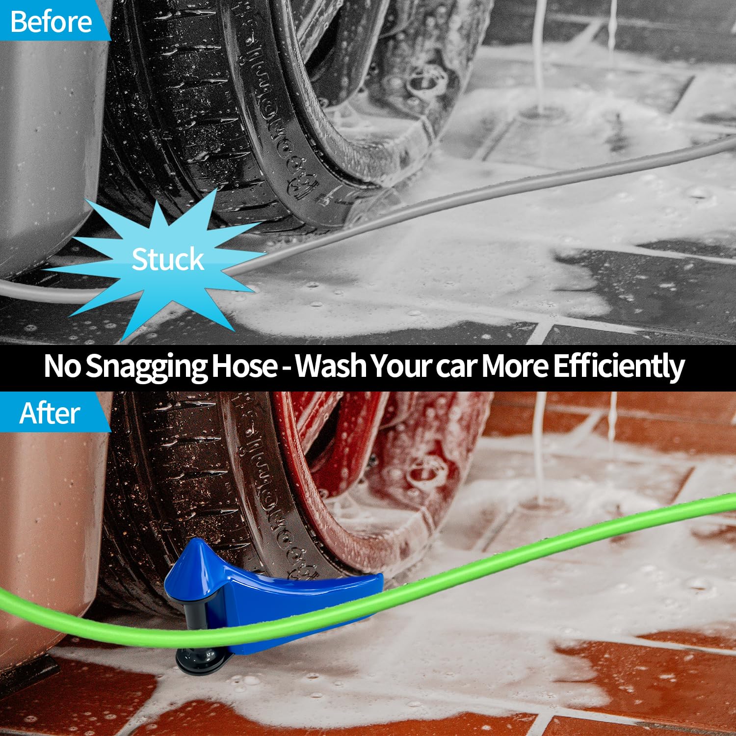 Sutekus 6Pack Car Hose Guides Hose Wire Cable Guide Tire Hose Roller Car Washing Tool Prevents Washer Hose Stuck Under The Tires, Blue