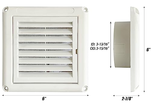 Sutekus Dryer Vent Cover Louvered Vent Cover With Mesh Screen Outside Dryer Exhaust Air Vent Cover Includes Installation Screw