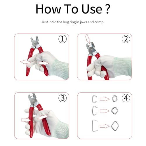 Sutekus Hog Ring Pliers Assortment Kit including 360Pcs 3/4