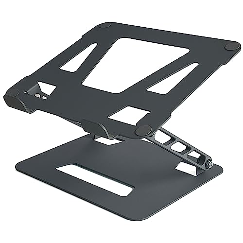 Sutekus Adjustable Laptop Stand Aluminum Notebook Stand Ergonomic Laptop Riser Fits All MacBook Laptops iPads, Foldable and Stable Multi-Angle Stand with Heat-Vent, Grey