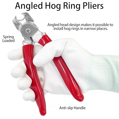 Sutekus Hog Ring Pliers Assortment Kit including 360Pcs 3/4
