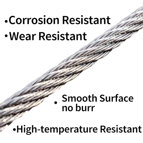 Sutekus 1/16 Wire Rope Aircraft Cable 304 Stainless Steel Cable 7x7 Strand Core Steel Wire for Hanging Garden Yard String Lights Picture Clothesline