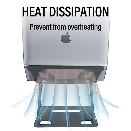 Sutekus Adjustable Laptop Stand Aluminum Notebook Stand Ergonomic Laptop Riser Fits All MacBook Laptops iPads, Foldable and Stable Multi-Angle Stand with Heat-Vent, Grey